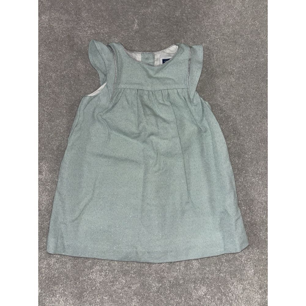 janie and jack dusty blue infant dress lined 6-12‎ months metallic
